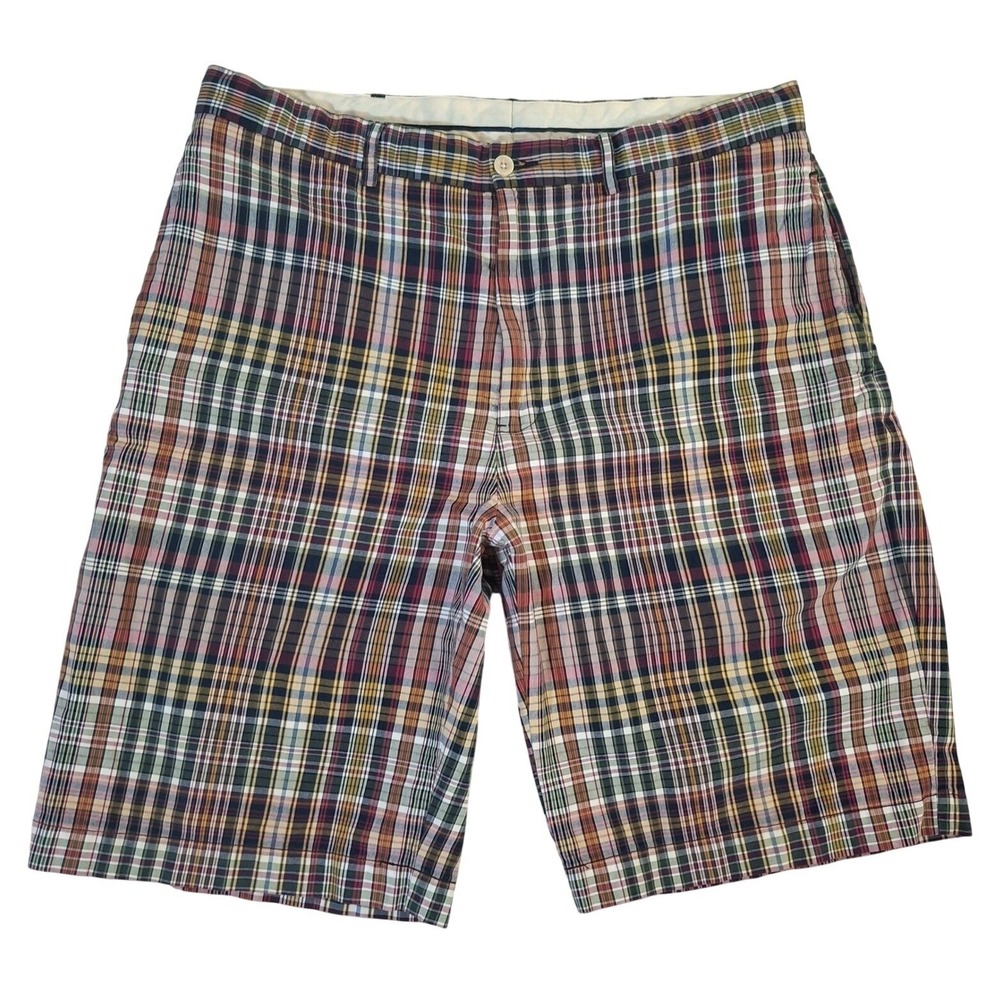 Polo Ralph Lauren Mens Plaid Shorts Size 36 Multicolor Cotton Madras Flat Front